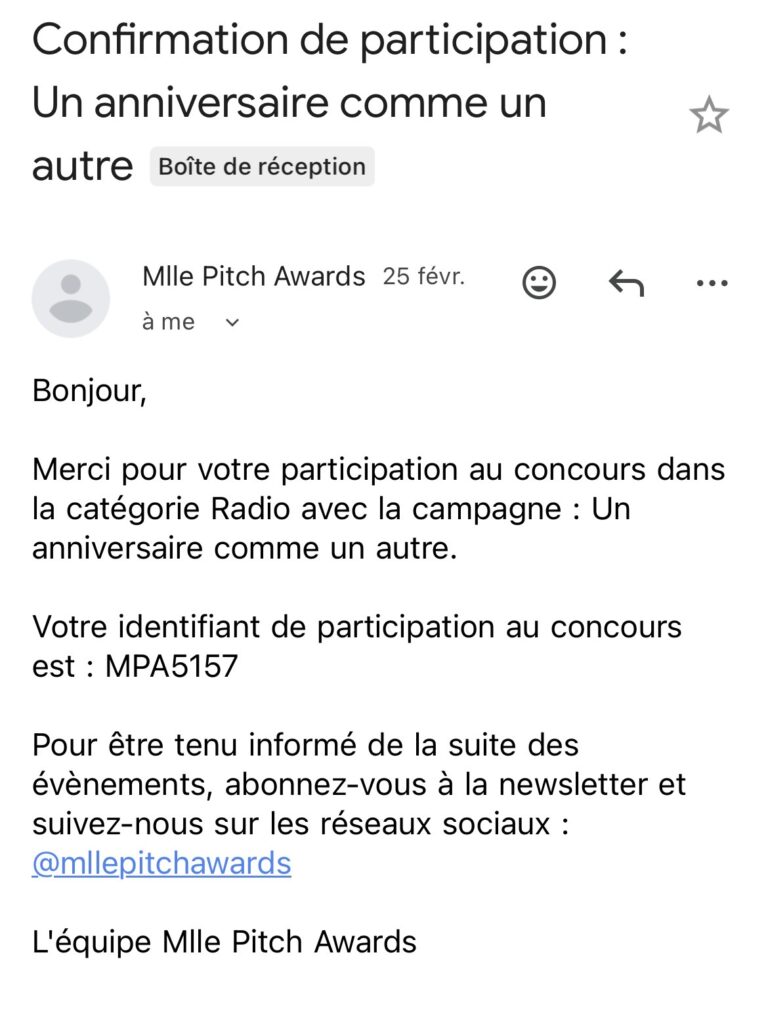 Mail de confirmation